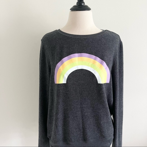 Wildfox Over the Rainbow Pullover Sweater Clean Black (Dark Gray) Sz M NWT - Picture 2 of 6